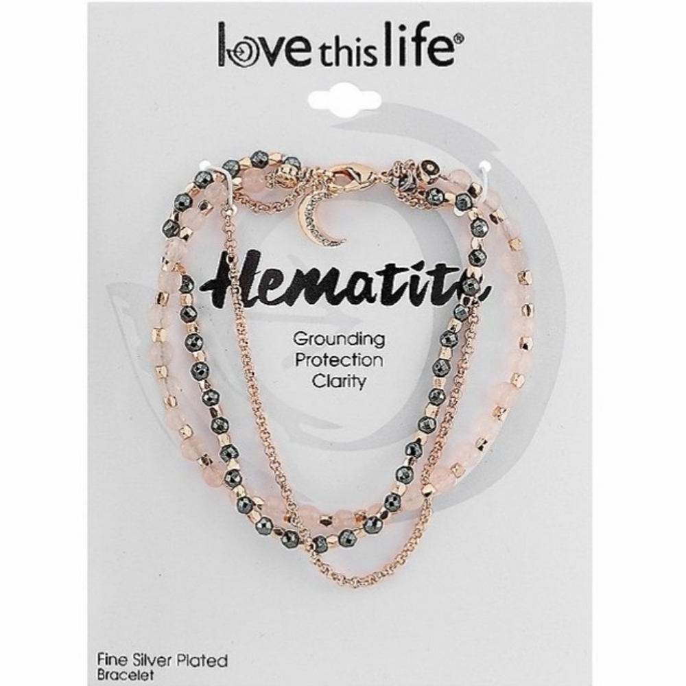 NWT Love This Life Hematite & Rose Bracelet